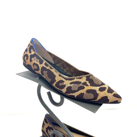 Rothys The Point Brown & Tan Leopard Animal Print Flats Shoes Size 9 - Picture 1 of 8